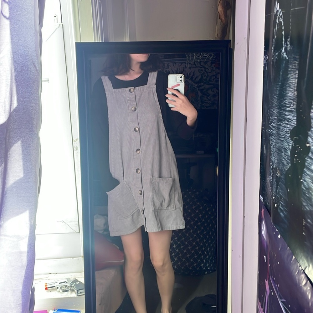 Denim Co. Light grey corduroy dress women’s size 8